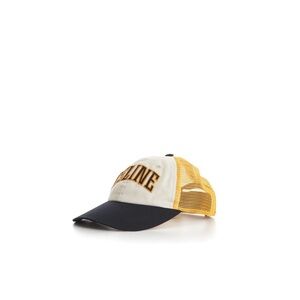 Celine NWT “college” White, Yellow & Navy Mesh Trucker baseball hat $690 retail
